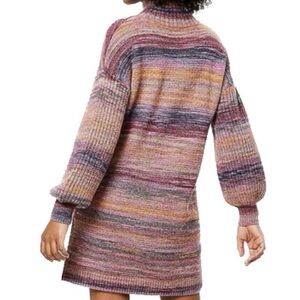 Ann Taylor LOFT Multicolor Purple and Gold Long Sleeve Mini Sweater Dress